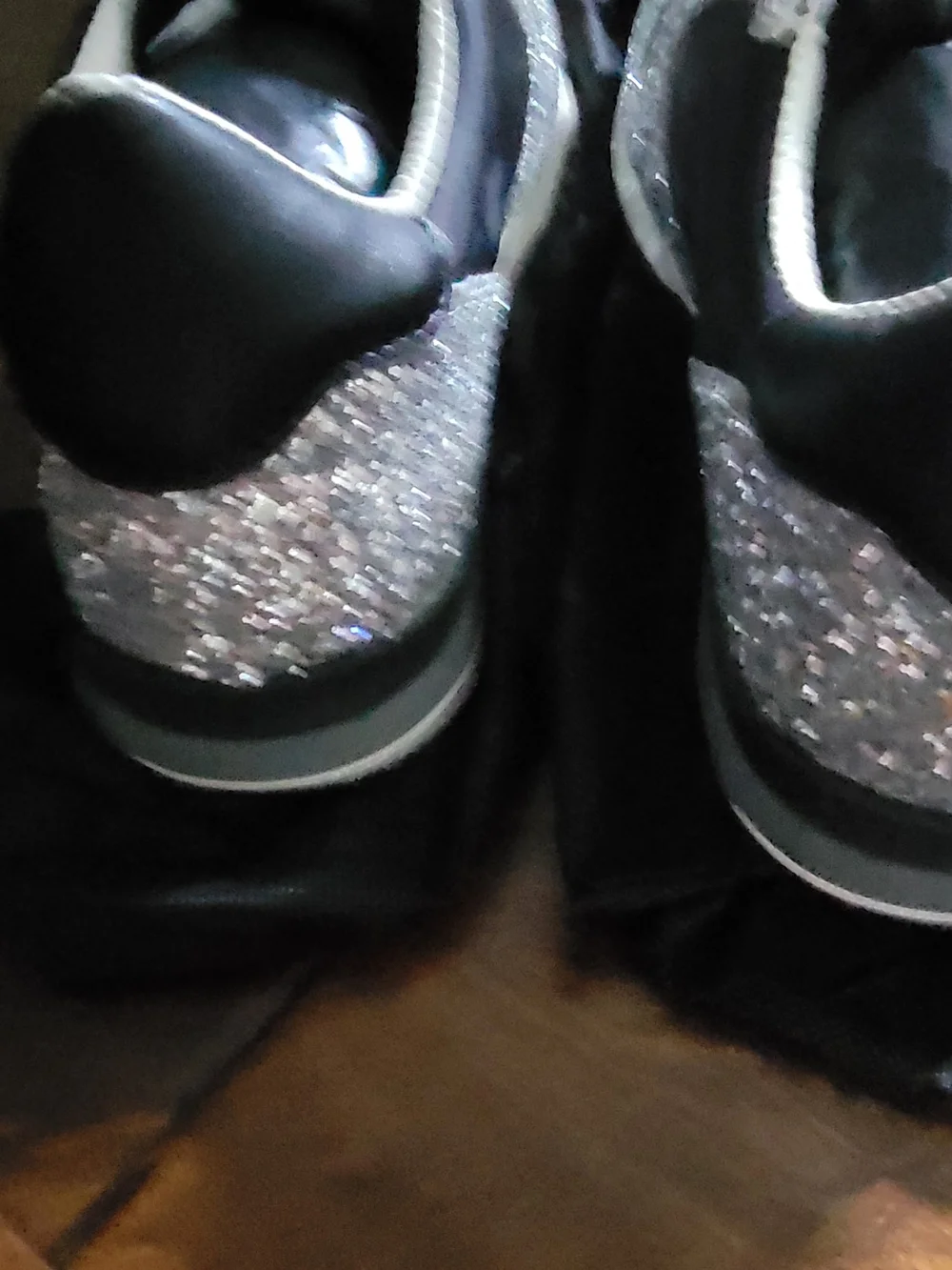 Women's Black and Silver Athletic Sneakers